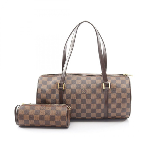 路易威登 Papillon 30 手提包 N51303 Damier 帆布皮革 Ebene 二手女式
