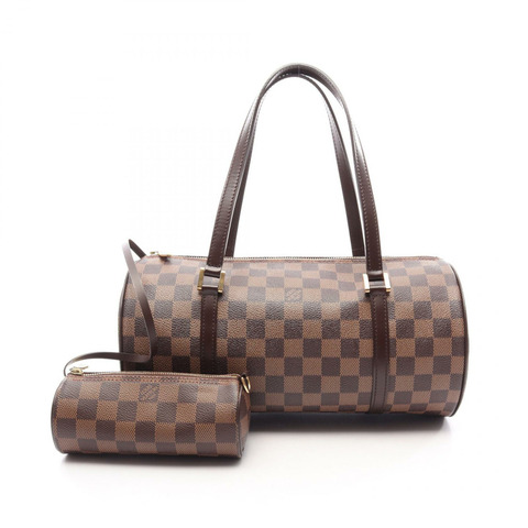 路易威登 Papillon 30 手提包 N51303 Damier 帆布皮革 棕色 Ebene 二手