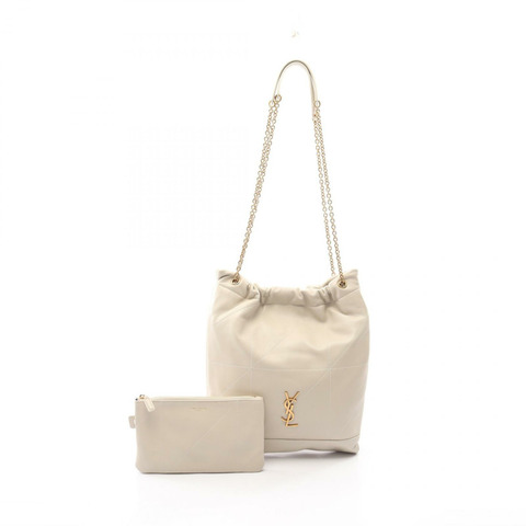 SAINT LAURENT PARIS Jamie 鏈條單肩包 781666 皮革 米色 金色五金 二手 女士
