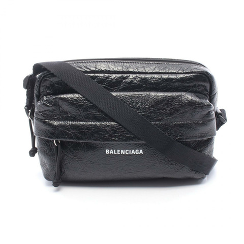 BALENCIAGA Explorer 相機包 單肩包 845592 皮革 黑色 白色 二手 男士