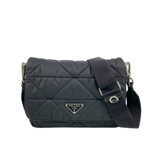 △ PRADA 普拉達 Black Nylon Padded Shoulder Bag 黑色尼龍肩背包-267015469
