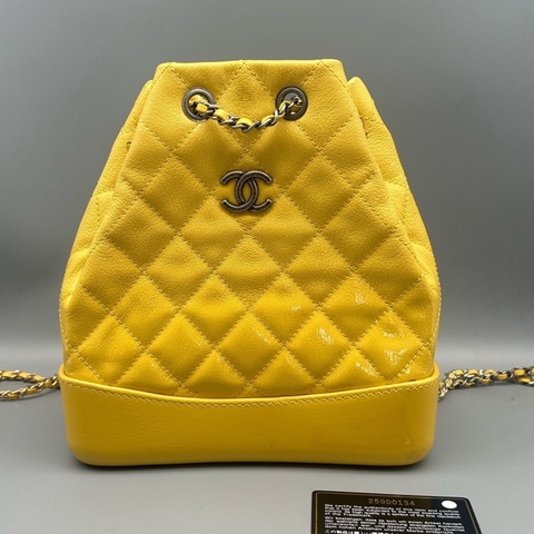Chanel香奈兒Gabrielle流浪小號 檸檬黃 25開 鏈條雙肩包 尺寸22×9×23cm