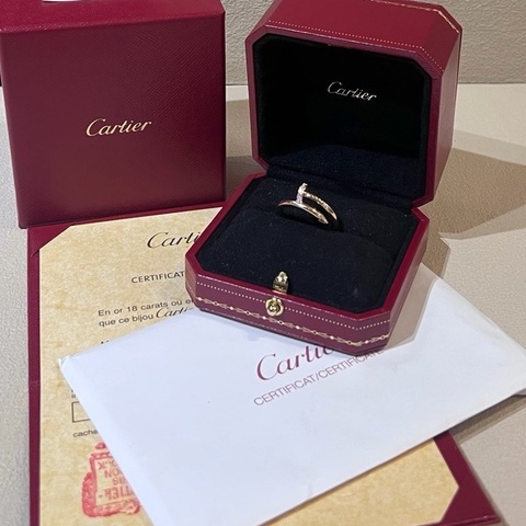 Cartier 卡地亞 寬版 18K 玫瑰金 頭尾鑽 釘子 戒指 附件 證書 盒