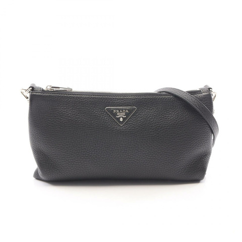 PRADA Try 女士黑色真皮單肩斜背包（二手）