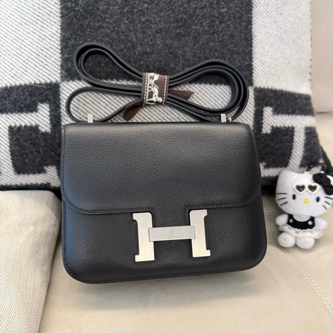 Hermes 愛馬仕constance康康19 斜挎包 黑銀epsom皮