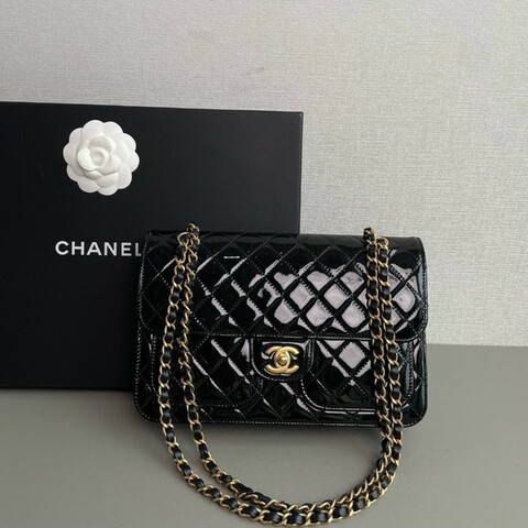 Chanel香奈兒 25K淡粉色荔枝皮大菱格紋LP盒子包鏈條包 98新✨️