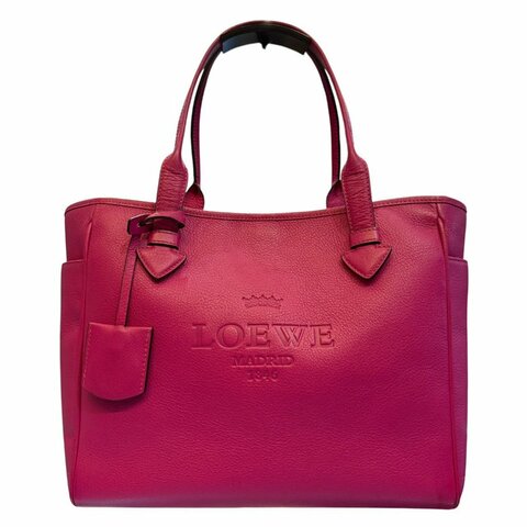 LOEWE桃紅色全皮托特包