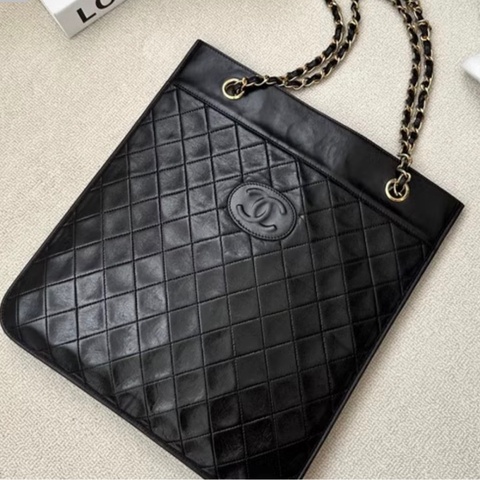 Chanel 復古鏈條羊皮菱格紋手拿包