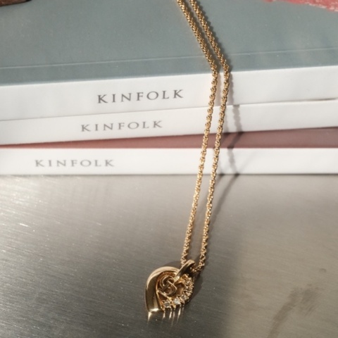 DIOR Christian Dior Vintage 迪奧經典鏤空心形 CD Logo 鑲鑽金屬項鍊