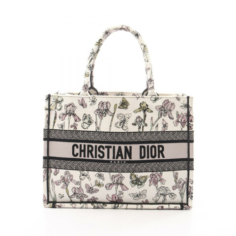Christian Dior BOOK TOTE 中型手提包 帆布 白色 黑色 二手 女士
