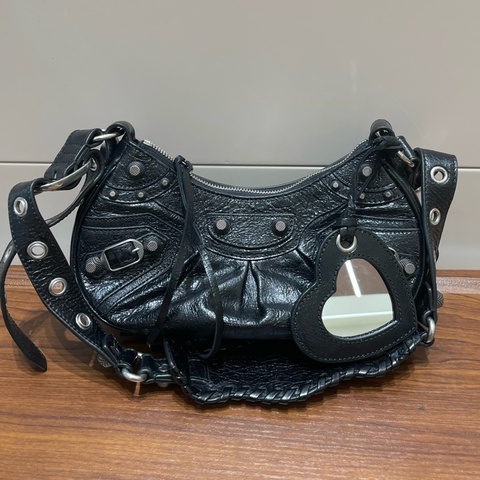 Balenciaga/巴黎世家 le cagole小號 黑色銀錠機車包 單肩包斜挎包