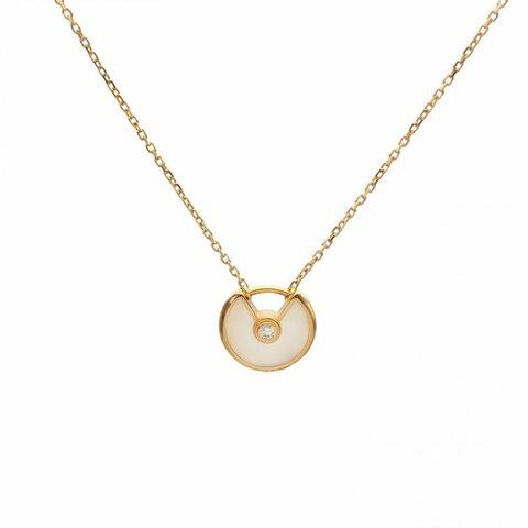 CARTIER AMULETTE護s符項鏈超小號18K黃金/鑽石/白貝母