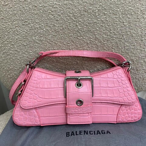 Balenciaga Le cagole 粉色鱷魚紋小号