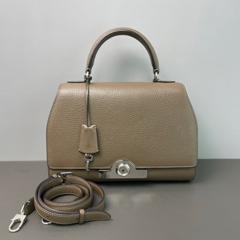 Moynat/莫奈 Rejane手提包斜挎包👜，大象灰荔枝紋牛皮，銀扣