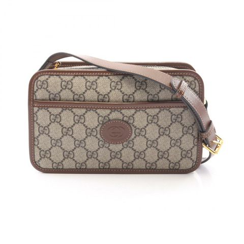 GUCCI 雙G GG Supreme 迷你斜背包 658572 帆布 二手