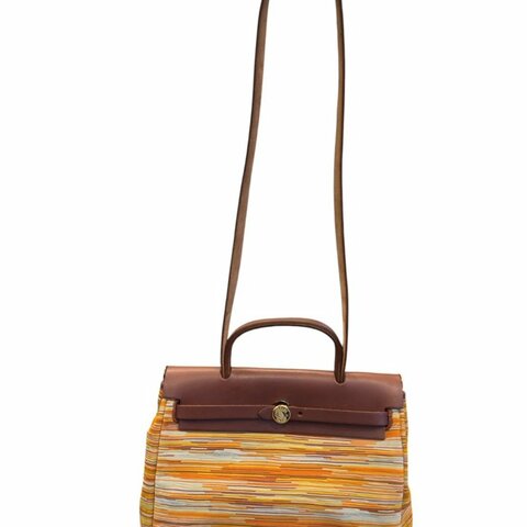 HERMES Herbag 31棕皮拚Vibrato斜背包