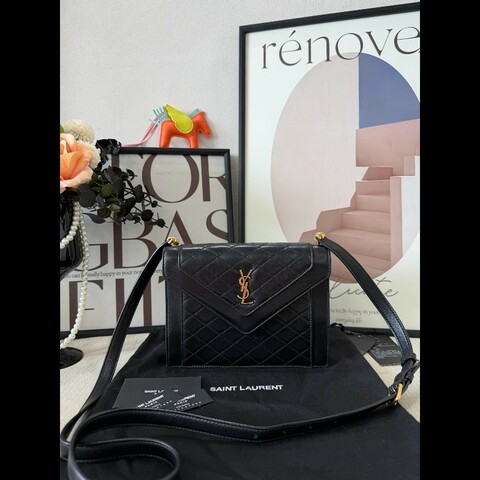YSL/聖羅蘭 Gaby黑金小號信封單肩斜挎包