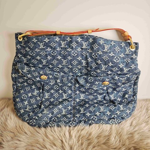 LV路易威登 中古 牛仔丹寧 delightful 單肩包