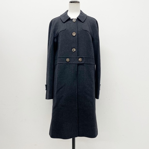 Lanvin Collection 深灰色收腰排扣中長羊毛呢大衣