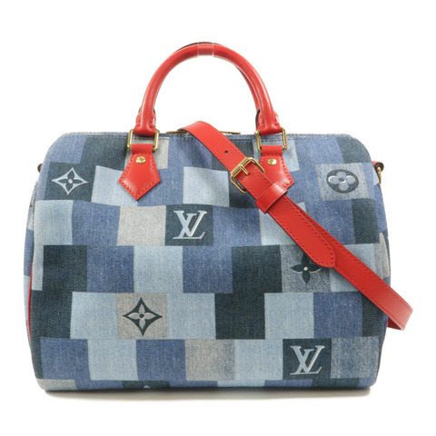 LOUIS VUITTON Monogram Denim Speedy Bandouliere 30手挽肩背兩用袋