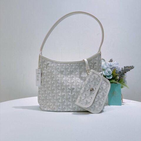 TW4950	Goyard 戈雅迷你經典花紋單肩包包 Bohème Mini Hobo Bag Canvas White