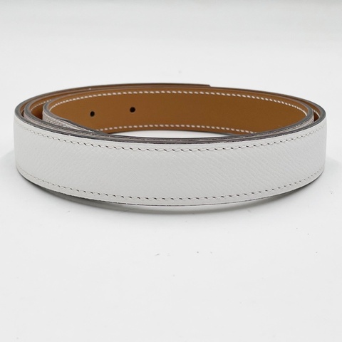Hermès 愛馬仕 白色Epsom皮雙面腰帶帶身 無扣頭