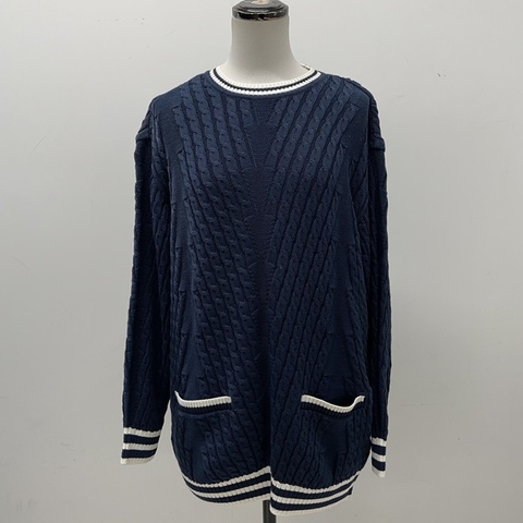 Christian Dior 中古藏青色絞花學院風圓領針織衫 L碼