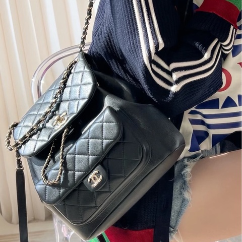 CHANEL香奈兒duma雙肩包芯片款👗近新閒置有購證