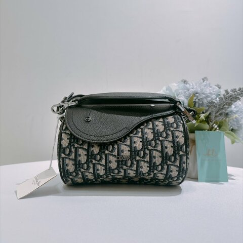 TW4955	Dior 迪奧迷你經典花紋兩用包包 Roller Mini Bag Oblique Canvas Blue