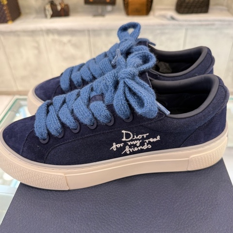 Dior/迪奧 25ss 新款B33藍色絨面板鞋 限量編號版 （42碼僅試穿全套） 限量款已斷貨