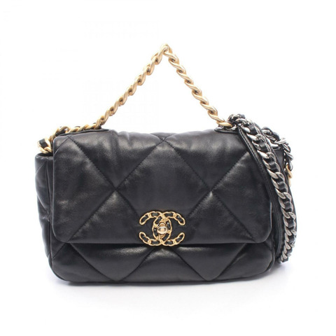 Chanel 19 Dixneuf Matelassé 女士黑色皮革肩背包/手提包 AS1160