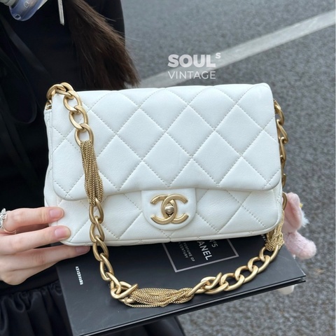 Chanel • 23a白金流蘇Cf肩背包 芯片款✨