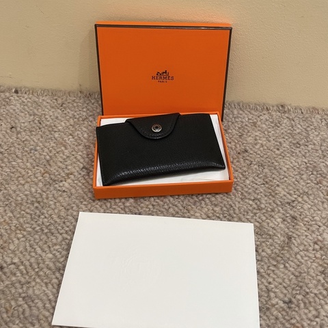 全新現貨帶票！Hermes 愛馬仕 Iliade 山羊皮卡包 黑銀W刻
