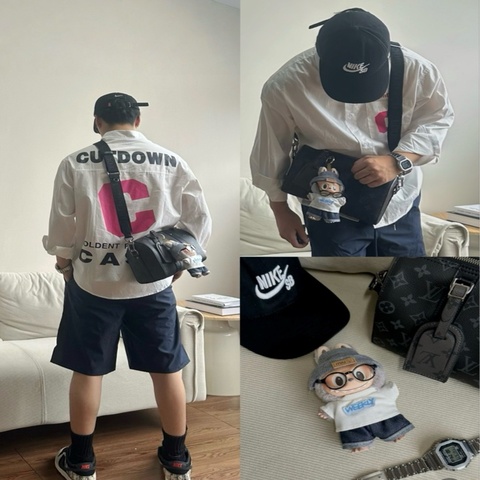 LV路易威登CITY KEEPALL黑武士男挎包 晶片款