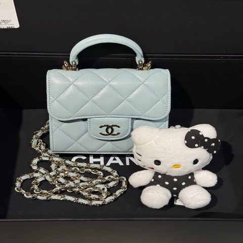 香奈兒Chanel 22p baby blue嬰兒藍 手提小口蓋包 99新