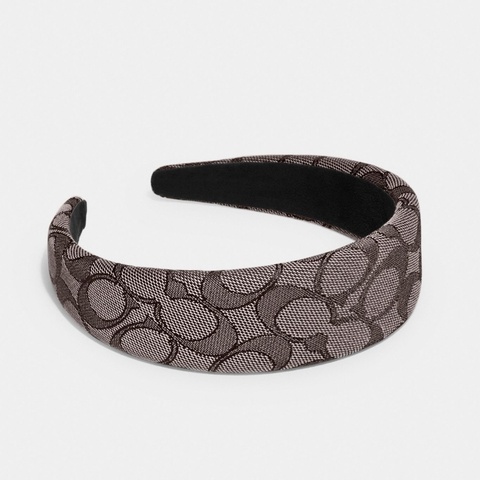 COACH蔻馳 髮飾 經典 SIGNATURE C Logo寬版髮帶 蓬蓬髮箍（橡木色 烏木色 楓棕色 Oak）