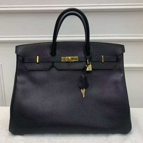 Hermes/愛馬仕 Birkin40鉑金包 BK40手提公文包89黑色金扣 絕版阿登皮 經典典藏款