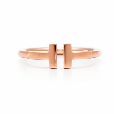 Tiffany&co 蒂芙尼 玫瑰金T形戒指 56號