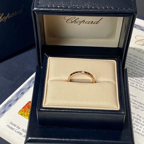 Chopard蕭邦 ICECUBE冰塊系列 窄版 52碼 18k玫瑰金 戒指 男女同款