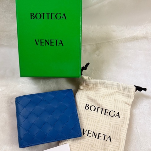 Bottega Veneta 經典編織短夾 Bi Fold Wallet 藍色