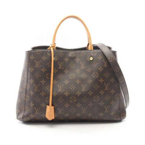 路易威登 Montaigne GM Monogram 2WAY 手提包 M41067 PVC塗層帆布皮革棕色二手女款