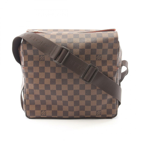 路易威登 Naviglio Damier Ebene 單肩包 N45255 PVC塗層帆布皮革 棕色 二手 男女通用