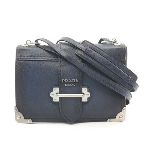 PRADA Cahier 2WAY 單肩包，海軍藍皮革，二手女款