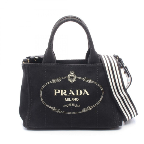 PRADA CANAPA Canapa 2WAY 手提包 1BG439 帆布 黑白 二手 女款