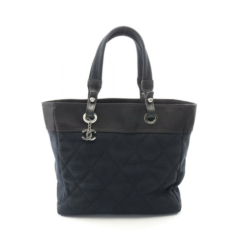香奈兒 (CHANEL) Paris Biarritz MM 手提包，帆布皮革材質，黑色，二手女款