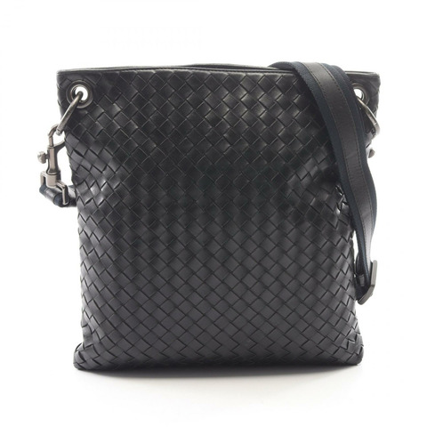 BOTTEGA VENETA Intrecciato 黑色男士真皮單肩包（二手）