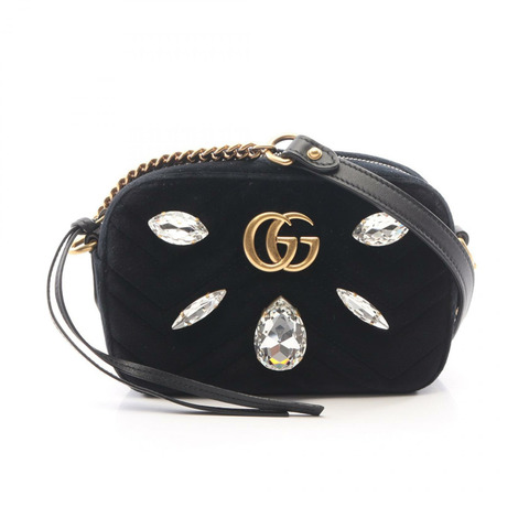 GUCCI GG Marmont 絎縫迷你水鑽單肩斜背包 448065 布料
