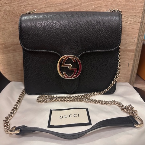 GUCCI 黑色壓釦式肩背/斜背包