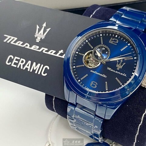MASERATI手錶,編號R8823150002,46mm寶藍錶殼,寶藍錶帶款