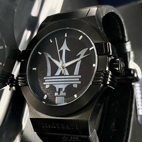 MASERATI瑪莎拉蒂男女通用錶,編號R8851108026,42mm黑錶殼,深黑色錶帶款